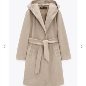 Set of 2! Zara hooded coats One blue one Tan